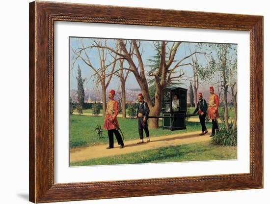 The Daughter of the English Ambassador Riding in a Palanquin-Fausto Zonaro-Framed Giclee Print