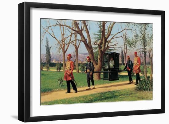 The Daughter of the English Ambassador Riding in a Palanquin-Fausto Zonaro-Framed Giclee Print