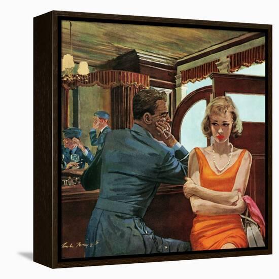 The Day He Went Away - Saturday Evening Post "Leading Ladies", April 11, 1959 pg.21-Austin Briggs-Framed Premier Image Canvas