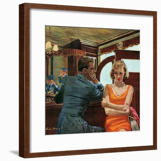 The Day He Went Away - Saturday Evening Post "Leading Ladies", April 11, 1959 pg.21-Austin Briggs-Framed Giclee Print