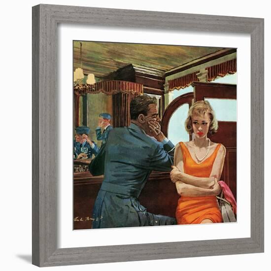 The Day He Went Away - Saturday Evening Post "Leading Ladies", April 11, 1959 pg.21-Austin Briggs-Framed Giclee Print