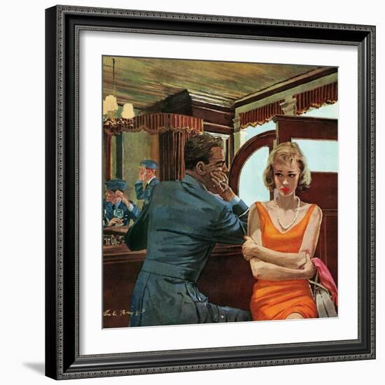 The Day He Went Away - Saturday Evening Post "Leading Ladies", April 11, 1959 pg.21-Austin Briggs-Framed Giclee Print