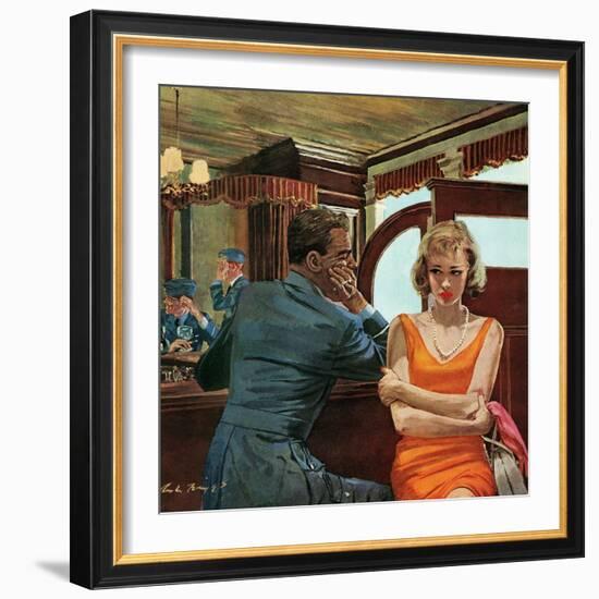 The Day He Went Away - Saturday Evening Post "Leading Ladies", April 11, 1959 pg.21-Austin Briggs-Framed Giclee Print