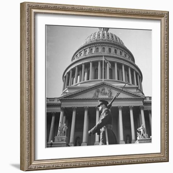 The Day President Franklin Roosevelt Declared War, Following Japanese Bombing of Pearl Harbor-Thomas D^ Mcavoy-Framed Photographic Print