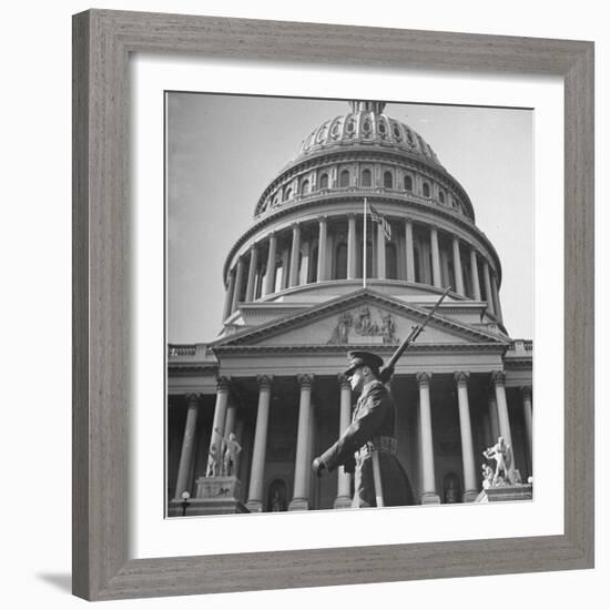 The Day President Franklin Roosevelt Declared War, Following Japanese Bombing of Pearl Harbor-Thomas D^ Mcavoy-Framed Photographic Print