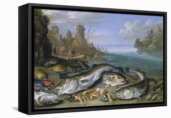 The Day's Catch on the Seashore-Jan van Kessel-Framed Premier Image Canvas