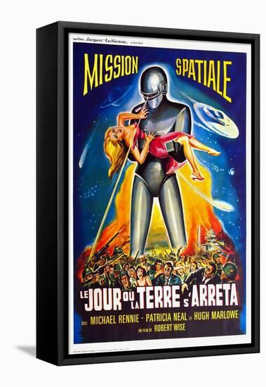 The Day The Earth Stood Still, French Movie Poster, 1951-null-Framed Stretched Canvas