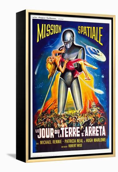 The Day The Earth Stood Still, French Movie Poster, 1951-null-Framed Stretched Canvas