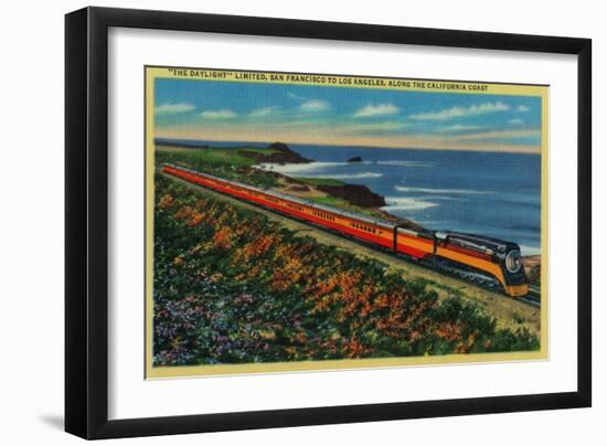 The Daylight Limited Train on California Coast - California Coast-Lantern Press-Framed Art Print