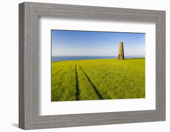 The Daymark, an octagonal day beacon near Dartmouth, Devon, England, United Kingdom, Europe-Adam Burton-Framed Photographic Print