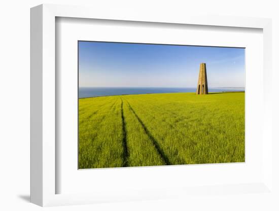 The Daymark, an octagonal day beacon near Dartmouth, Devon, England, United Kingdom, Europe-Adam Burton-Framed Photographic Print