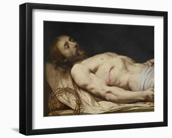 The Dead Christ Laid down on His Shroud (Detail of mid to Upper Body), before 1654 (Oil on Wood)-Philippe De Champaigne-Framed Giclee Print