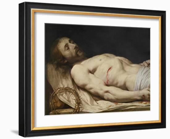 The Dead Christ Laid down on His Shroud (Detail of mid to Upper Body), before 1654 (Oil on Wood)-Philippe De Champaigne-Framed Giclee Print