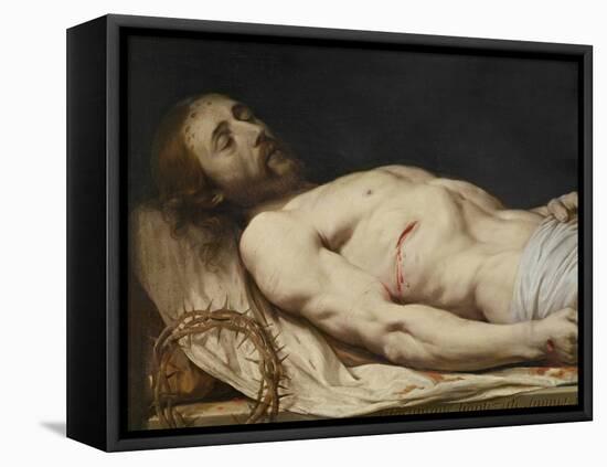 The Dead Christ Laid down on His Shroud (Detail of mid to Upper Body), before 1654 (Oil on Wood)-Philippe De Champaigne-Framed Premier Image Canvas