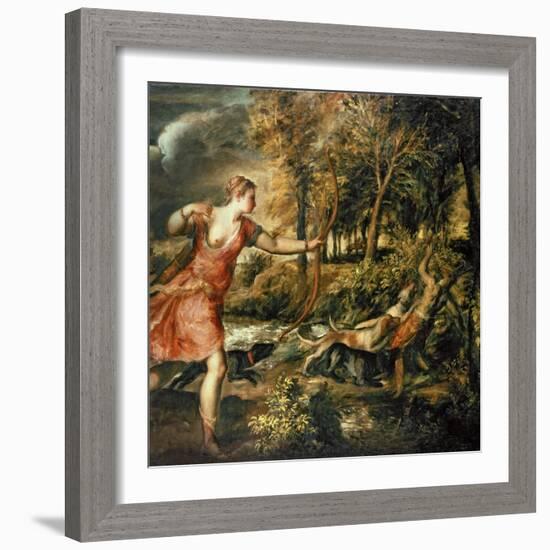 The Death of Actaeon, circa 1565-Titian (Tiziano Vecelli)-Framed Giclee Print