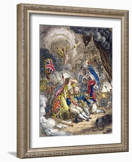 The Death of Admiral Lord Nelson at the Moment of Victory! Published by Hannah Humphrey in 1805-James Gillray-Framed Giclee Print