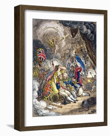 The Death of Admiral Lord Nelson at the Moment of Victory! Published by Hannah Humphrey in 1805-James Gillray-Framed Giclee Print