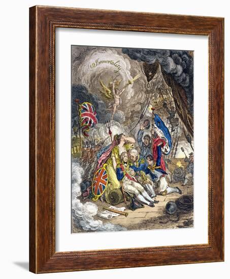 The Death of Admiral Lord Nelson at the Moment of Victory! Published by Hannah Humphrey in 1805-James Gillray-Framed Giclee Print