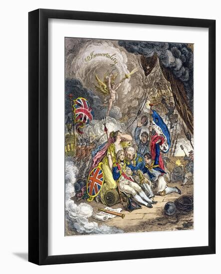 The Death of Admiral Lord Nelson at the Moment of Victory! Published by Hannah Humphrey in 1805-James Gillray-Framed Giclee Print