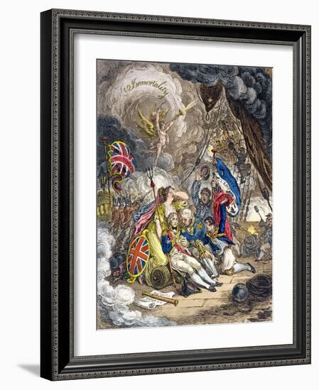 The Death of Admiral Lord Nelson at the Moment of Victory! Published by Hannah Humphrey in 1805-James Gillray-Framed Giclee Print