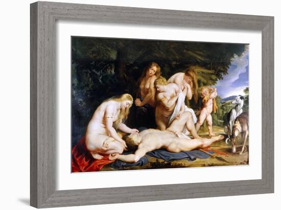 The Death of Adonis (With Venus, Cupid and the Three Graces) C.1614-Peter Paul Rubens-Framed Giclee Print