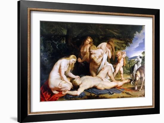 The Death of Adonis (With Venus, Cupid and the Three Graces) C.1614-Peter Paul Rubens-Framed Giclee Print