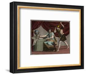 The death of Archimedes during the capture of Syracuse, Sicily, by Roman soldiers in 212 BC-French School-Framed Giclee Print