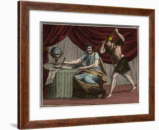 The death of Archimedes during the capture of Syracuse, Sicily, by Roman soldiers in 212 BC-French School-Framed Giclee Print