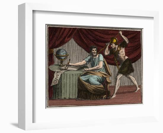 The death of Archimedes during the capture of Syracuse, Sicily, by Roman soldiers in 212 BC-French School-Framed Giclee Print