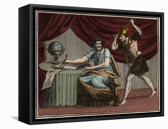 The death of Archimedes during the capture of Syracuse, Sicily, by Roman soldiers in 212 BC-French School-Framed Premier Image Canvas