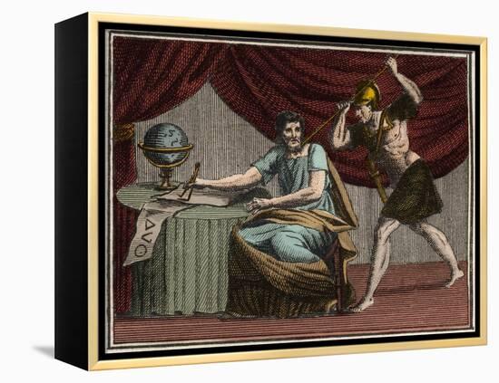 The death of Archimedes during the capture of Syracuse, Sicily, by Roman soldiers in 212 BC-French School-Framed Premier Image Canvas