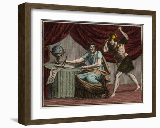 The death of Archimedes during the capture of Syracuse, Sicily, by Roman soldiers in 212 BC-French School-Framed Giclee Print