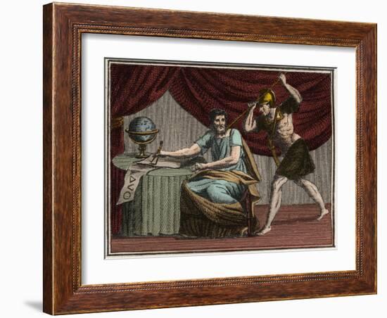 The death of Archimedes during the capture of Syracuse, Sicily, by Roman soldiers in 212 BC-French School-Framed Giclee Print