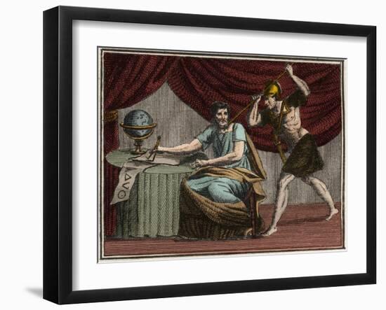 The death of Archimedes during the capture of Syracuse, Sicily, by Roman soldiers in 212 BC-French School-Framed Giclee Print