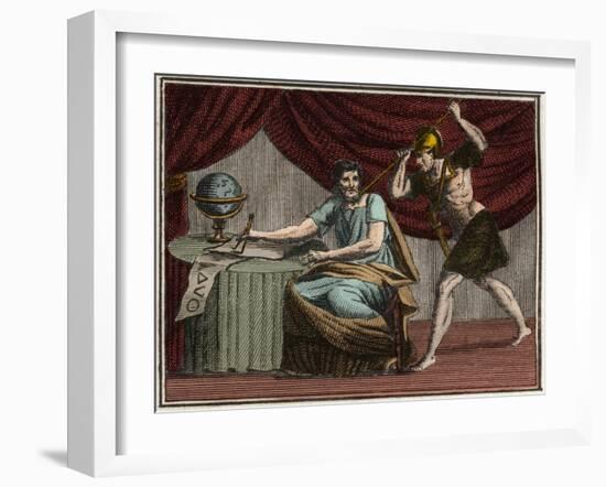 The death of Archimedes during the capture of Syracuse, Sicily, by Roman soldiers in 212 BC-French School-Framed Giclee Print