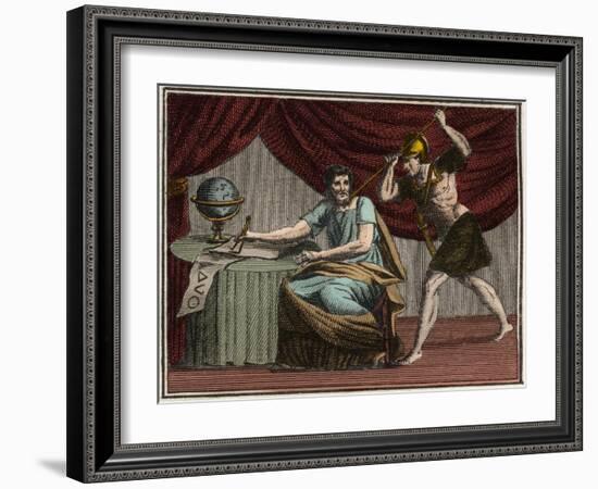 The death of Archimedes during the capture of Syracuse, Sicily, by Roman soldiers in 212 BC-French School-Framed Giclee Print