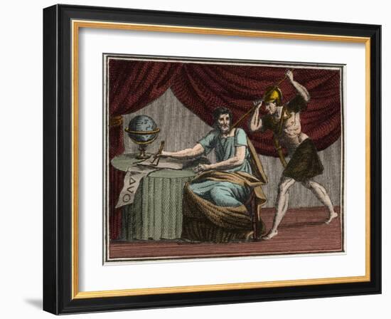 The death of Archimedes during the capture of Syracuse, Sicily, by Roman soldiers in 212 BC-French School-Framed Giclee Print