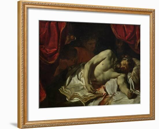 The Death of Cato of Utica-Charles Le Brun-Framed Giclee Print