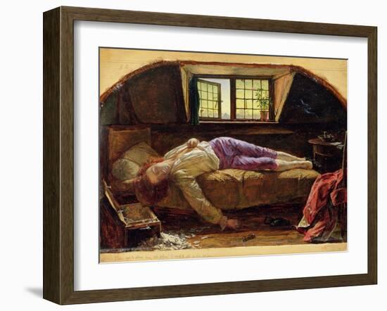 The Death of Chatterton, C.1856 (Oil on Panel)-Henry Wallis-Framed Giclee Print