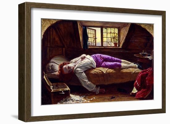 The Death of Chatterton, C.1856 (Oil on Panel)-Henry Wallis-Framed Giclee Print