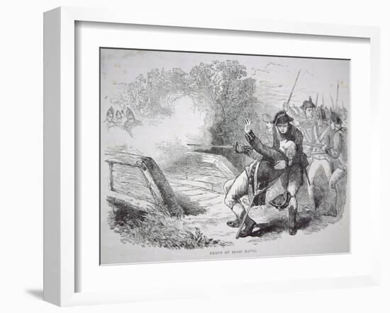 The Death of Isaac Davis at Concord Bridge, 19 April 1775-American School-Framed Giclee Print