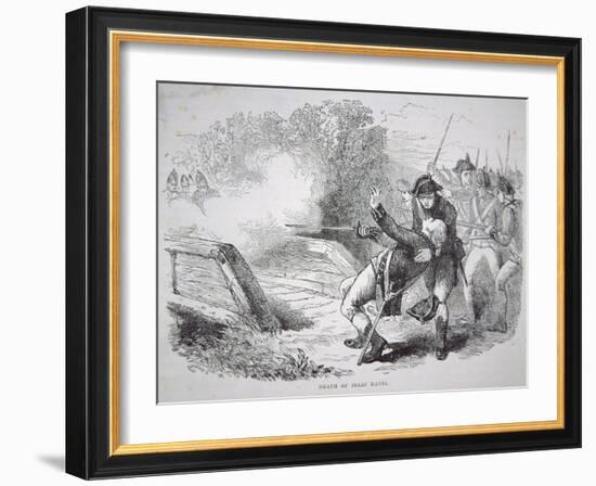 The Death of Isaac Davis at Concord Bridge, 19 April 1775-American School-Framed Giclee Print