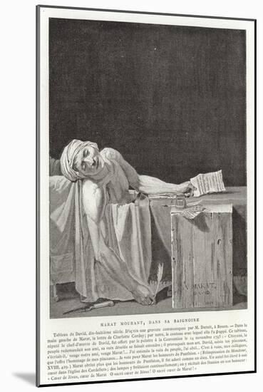 The Death of Marat, 1793-Jacques-Louis David-Mounted Giclee Print