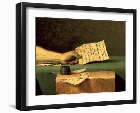 The Death of Marat (Detail), 1793 (Oil on Canvas)-Jacques Louis David-Framed Giclee Print