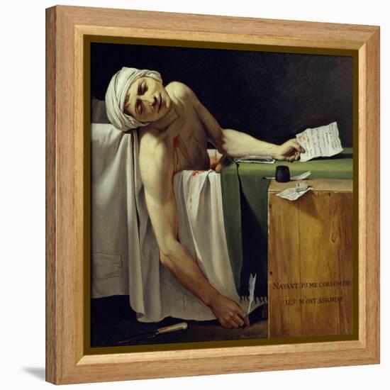 The Death of Marat (John Paul Marat (1743-1793) Murdered). Detail. Painting by Jacques Louis David-Jacques Louis David-Framed Premier Image Canvas