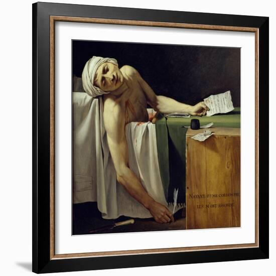 The Death of Marat (John Paul Marat (1743-1793) Murdered). Detail. Painting by Jacques Louis David-Jacques Louis David-Framed Giclee Print