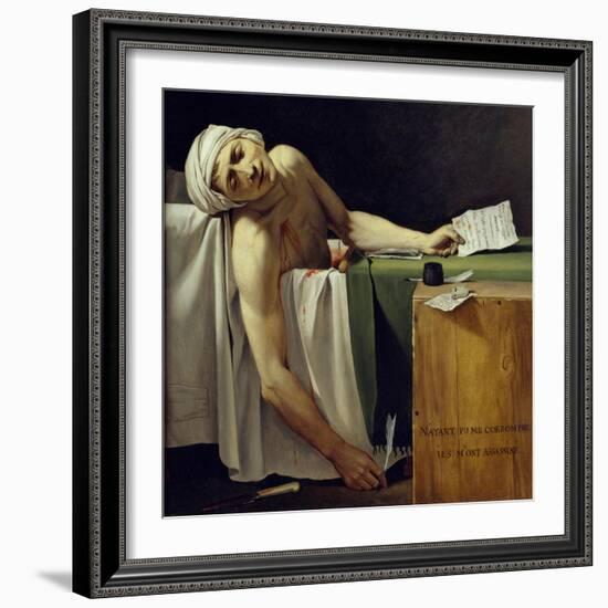 The Death of Marat (John Paul Marat (1743-1793) Murdered). Detail. Painting by Jacques Louis David-Jacques Louis David-Framed Giclee Print