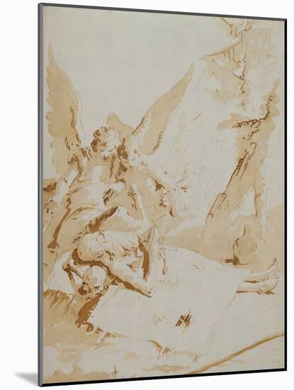 The Death of Saint Onophrius chalk, pen, ink and wash-Giovanni Battista Tiepolo-Mounted Giclee Print
