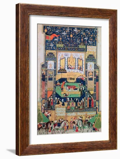 The Death of Shirin, Illustration to 'Khosro and Shirin' by Elias Nezami (1140-1209), 1504-Persian-Framed Giclee Print