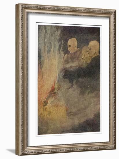 The Death of Siddhartha Gautama Known as the Buddha, The Final Release-Abanindro Nath Tagore-Framed Art Print